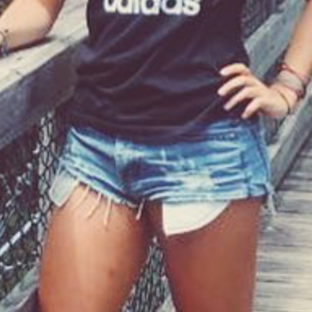 Ripped jean shorts